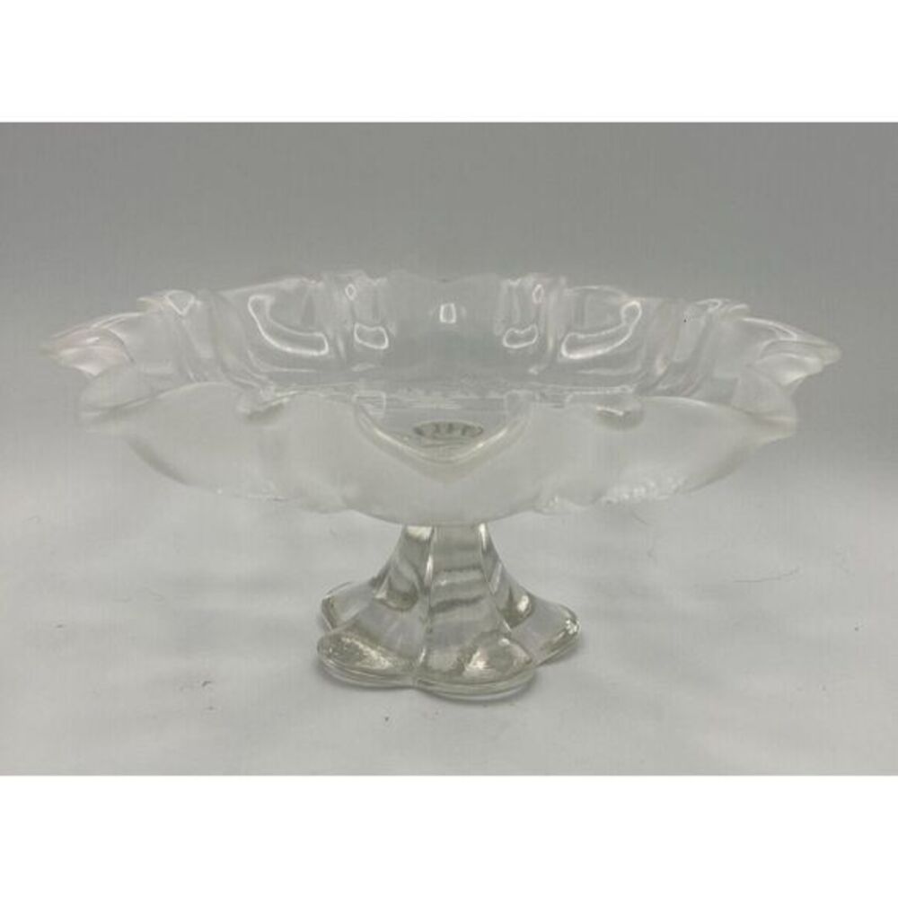 Mikasa Christmas Story‎ Frosted Edge Footed Clear Crystal Candy Dish Bowl